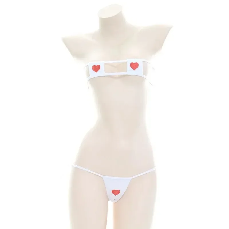 Seksowny komplet bielizny w paski Lolita mini bikini — biustonosz i majtki Złoto