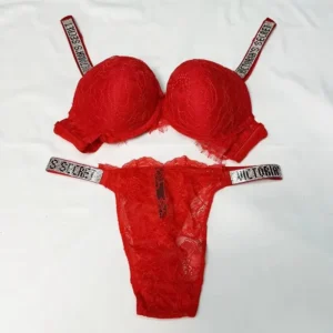 Komplet bielizny push-up z koronki z regulacją - biustonosz i figi Vs032