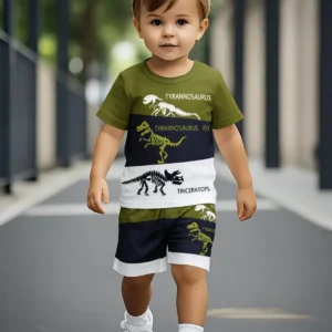 Komplet dla chłopca z dinozaurem – t-shirt i spodenki Dd125 105