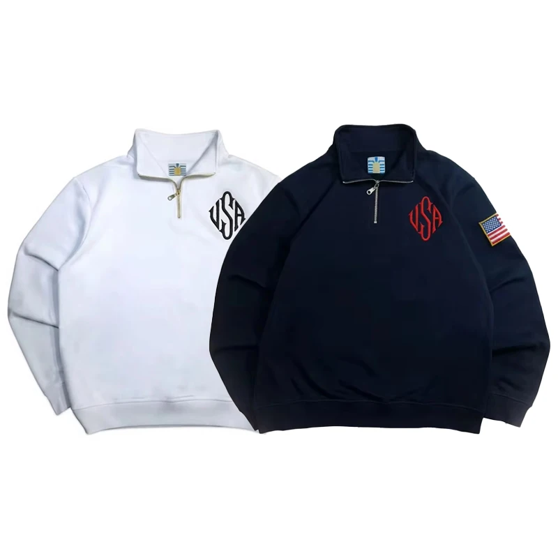 Komplet dresowy unisex w stylu Y2K - bluza z półzamkiem i spodnie Usa set