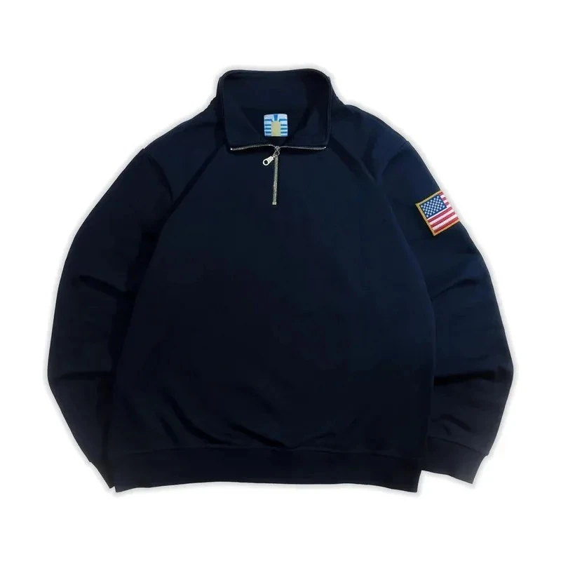 Komplet dresowy unisex w stylu Y2K - bluza z półzamkiem i spodnie Granatowy