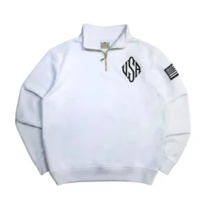 Komplet dresowy unisex w stylu Y2K - bluza z półzamkiem i spodnie Biały