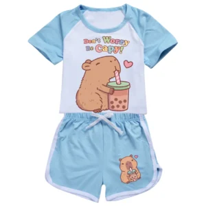 Komplet dziecięcy z kapibarą, t-shirt i spodenki dla chłopca i dziewczynki Style 4
