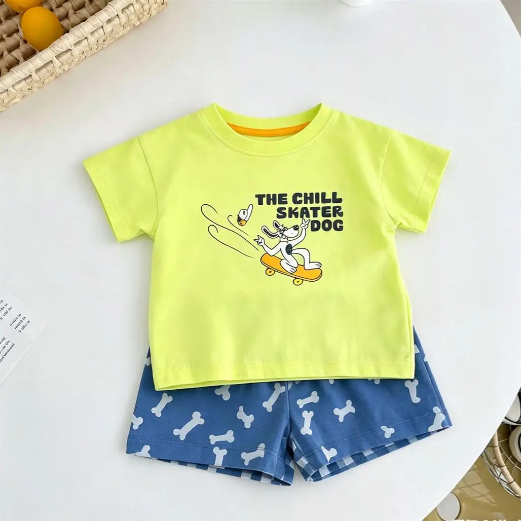 Komplet dla dziecka t-shirt i szorty z nadrukiem – letni zestaw niemowlęcy P6