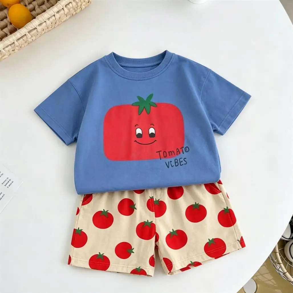 Komplet dla dziecka t-shirt i szorty z nadrukiem – letni zestaw niemowlęcy P7