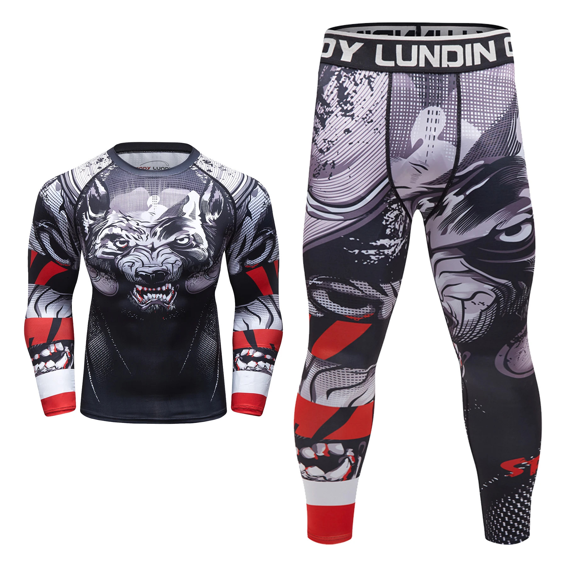 Komplet do BJJ i grapplingu Cody Lundin - rashguard z długim rękawem i legginsy kompresyjne Sc003
