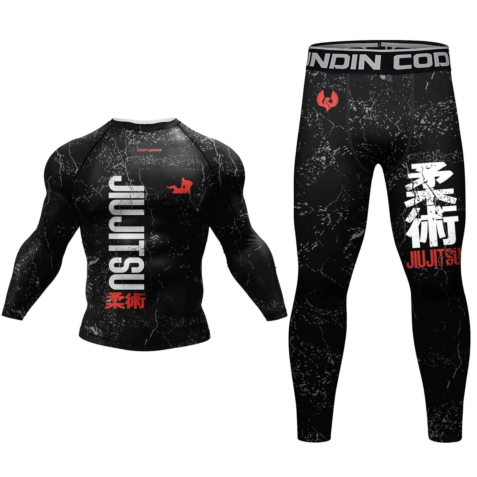 Komplet do BJJ i grapplingu Cody Lundin - rashguard z długim rękawem i legginsy kompresyjne Sc005