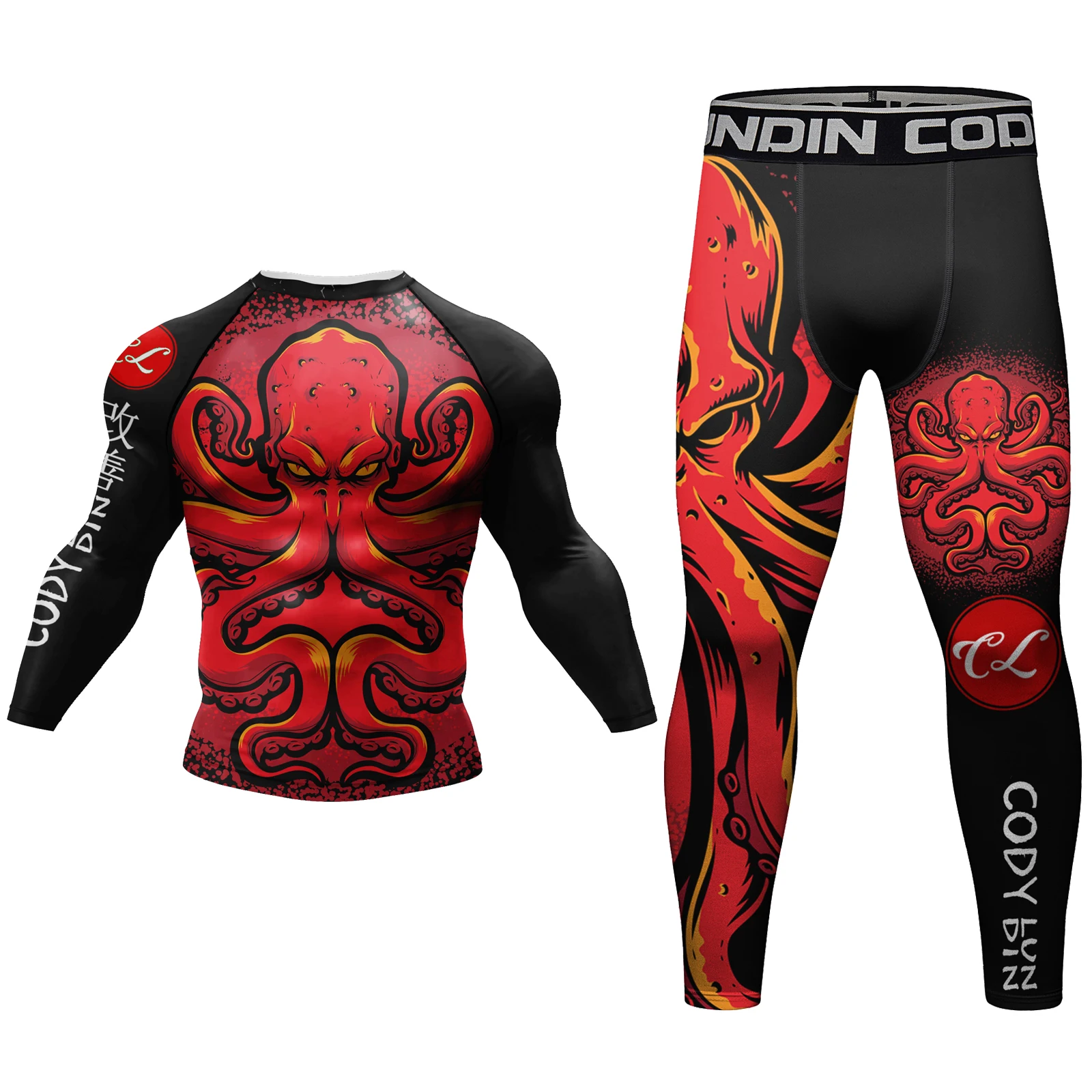 Komplet do BJJ i grapplingu Cody Lundin - rashguard z długim rękawem i legginsy kompresyjne Sc006