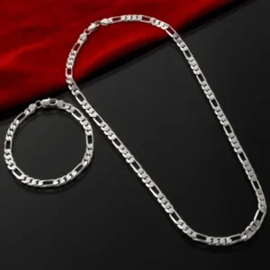 Komplet biżuterii ze srebra 925: łańcuszek i bransoletka Figaro 4 mm Jewelry set