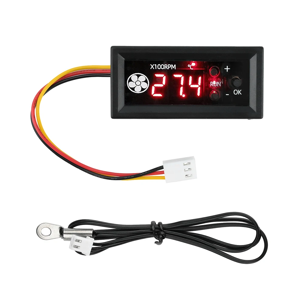 Kontroler wentylatorow PWM 12V z wyswietlaczem i czujnikiem Annular probe 3p