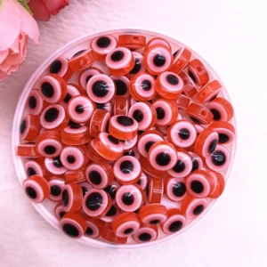 Koraliki Evil Eye owalne żywiczne 50 szt. do bransoletek 6–10 mm żółty