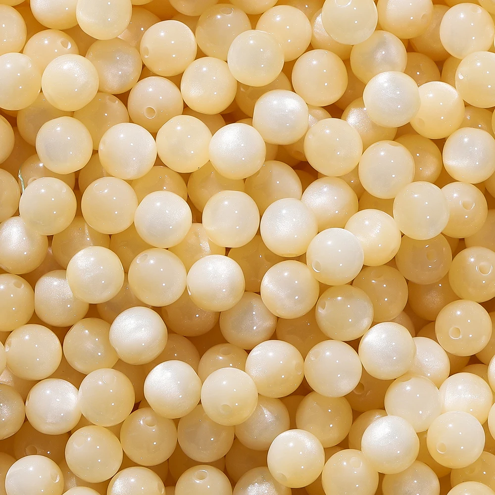 Koraliki imitacja kocie oko 8-12 mm, żywiczne przekładki DIY Jasnożółty