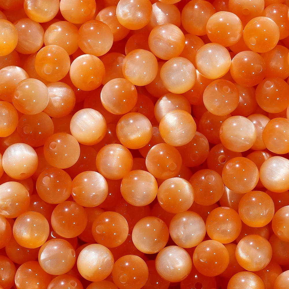 Koraliki imitacja kocie oko 8-12 mm, żywiczne przekładki DIY Pomarańczowy