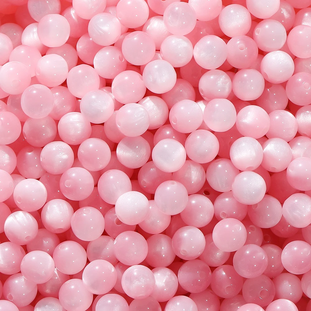 Koraliki imitacja kocie oko 8-12 mm, żywiczne przekładki DIY Różowy
