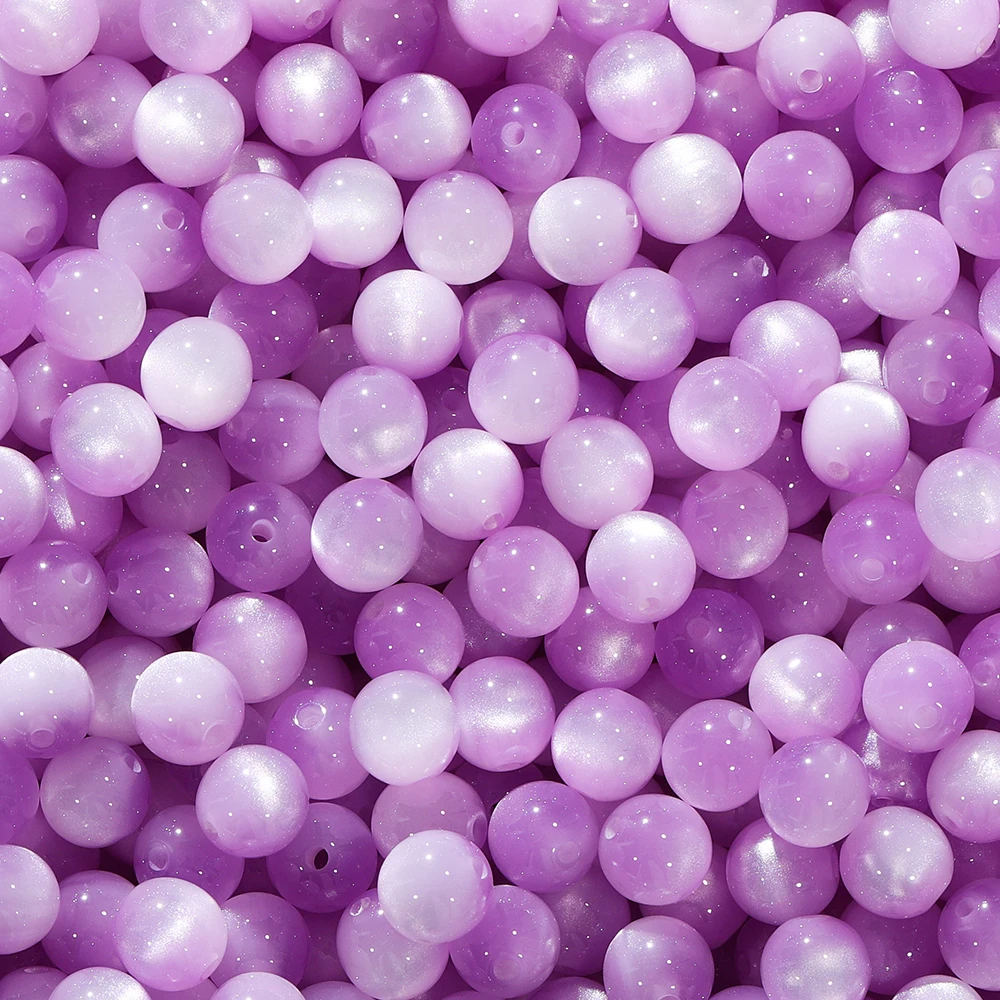 Koraliki imitacja kocie oko 8-12 mm, żywiczne przekładki DIY Fioletowy