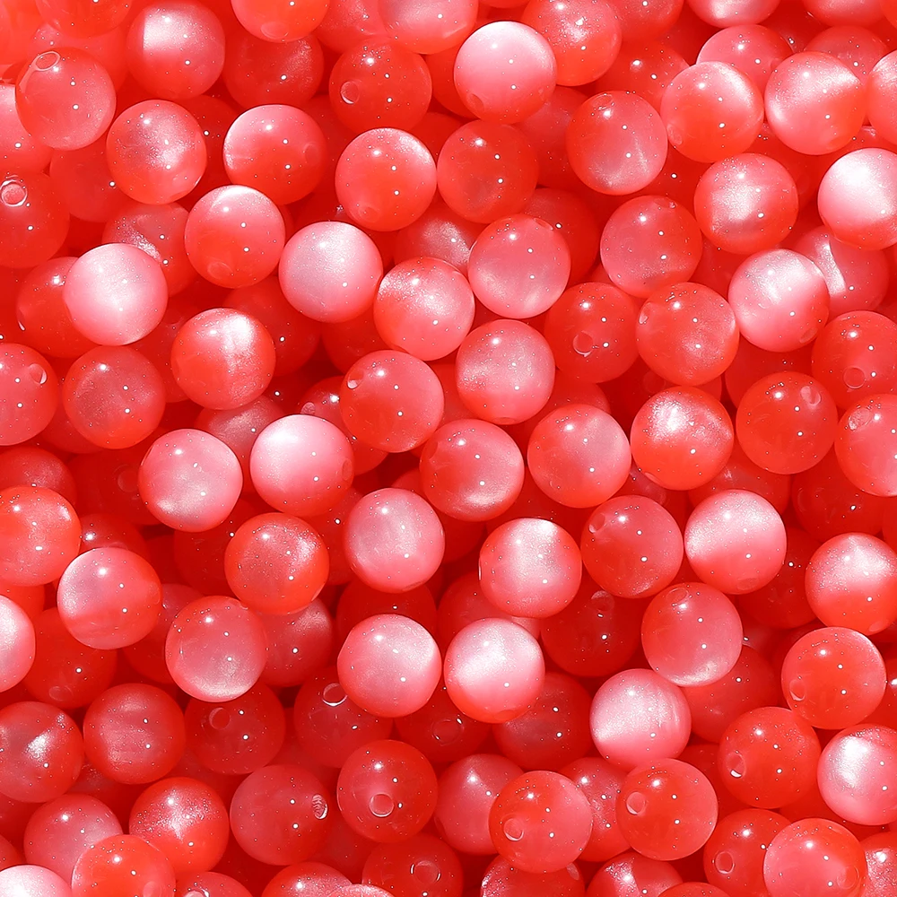 Koraliki imitacja kocie oko 8-12 mm, żywiczne przekładki DIY Czerwony