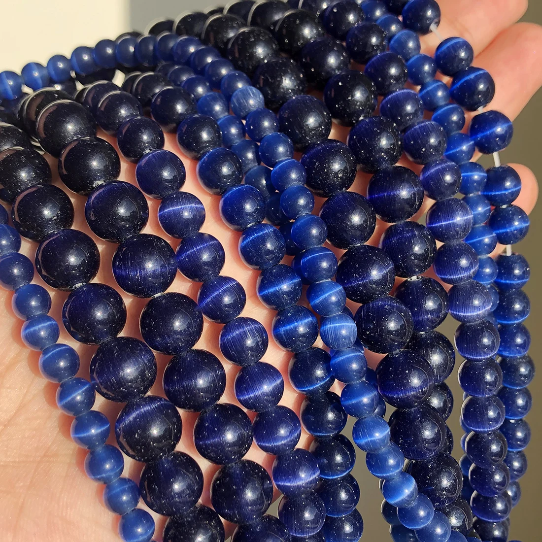 Koraliki kamień księżycowy białe kocie oko - 4-12 mm do biżuterii Lapis lazuli color