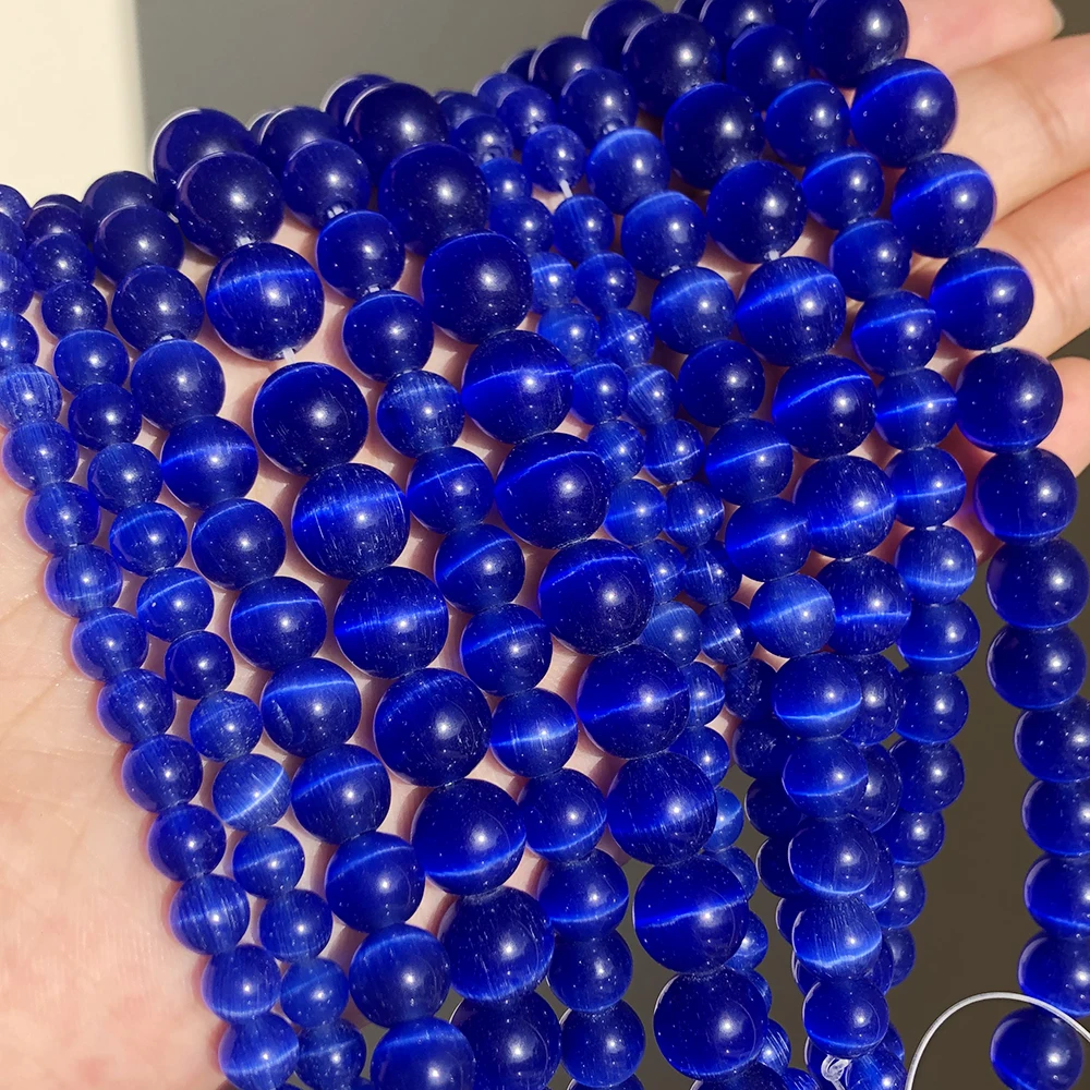 Koraliki kamień księżycowy białe kocie oko - 4-12 mm do biżuterii Royalblue