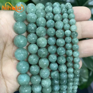 Koraliki kamienie naturalne chalcedon okrągłe do biżuterii Reseda