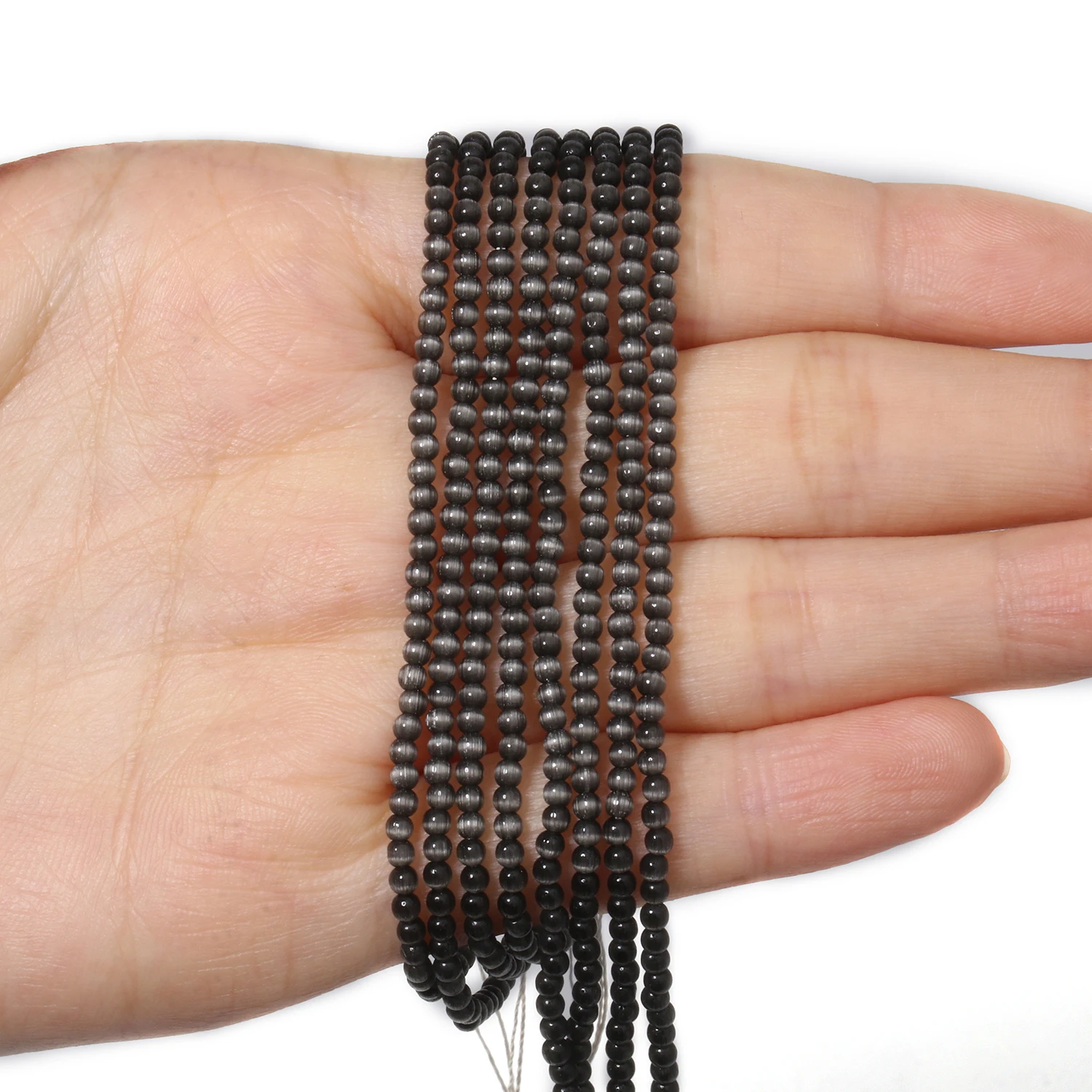 Koraliki kamienne Cat Eye 2 mm do bransoletek i naszyjników DIY Bordowy