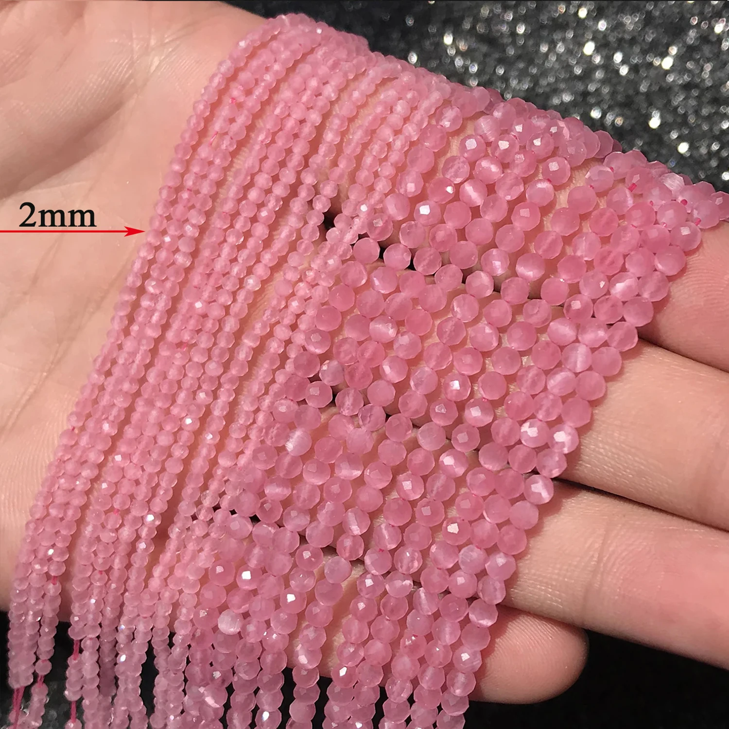 Koraliki kamienne Cat Eye 2 mm do bransoletek i naszyjników DIY Czekolada