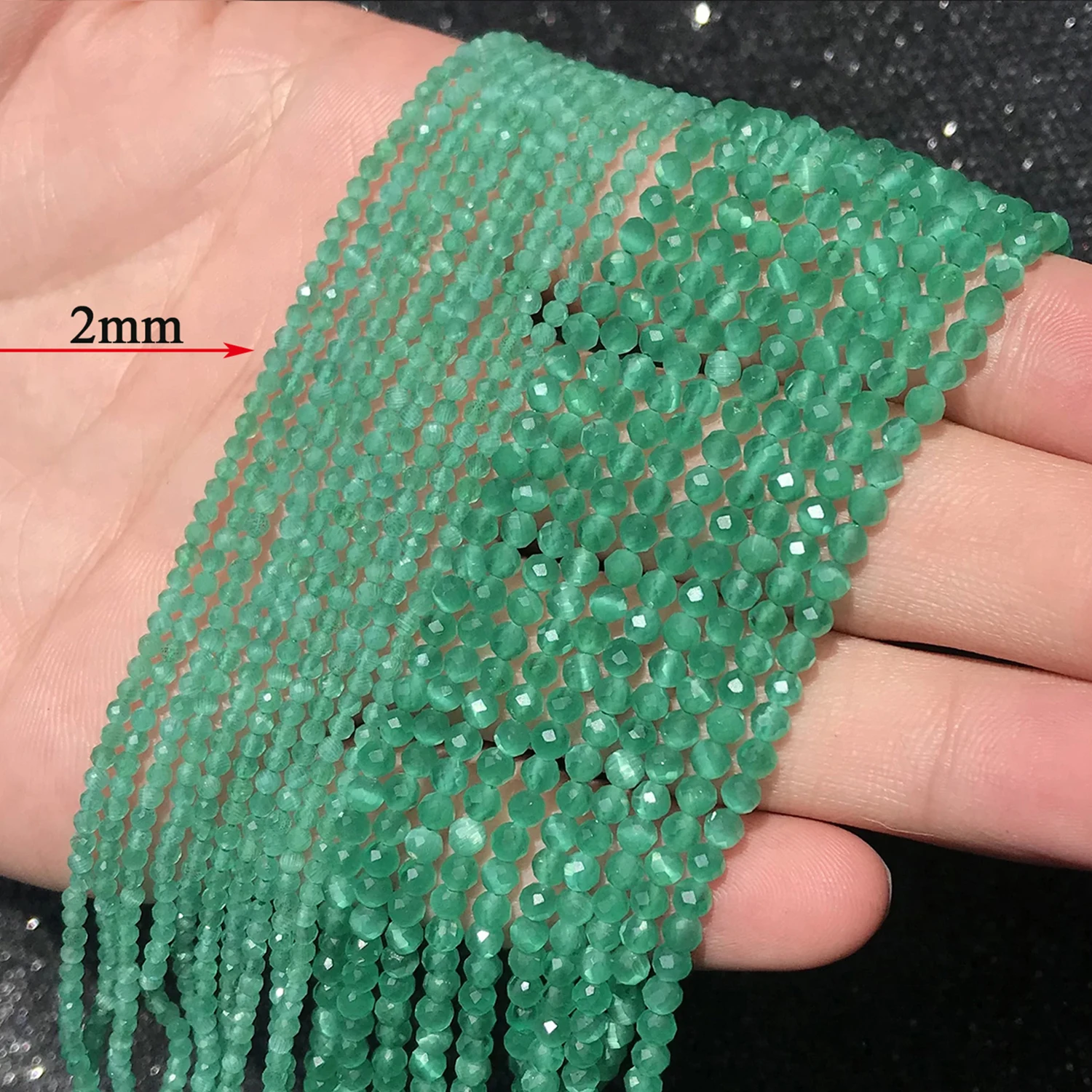 Koraliki kamienne Cat Eye 2 mm do bransoletek i naszyjników DIY Inne