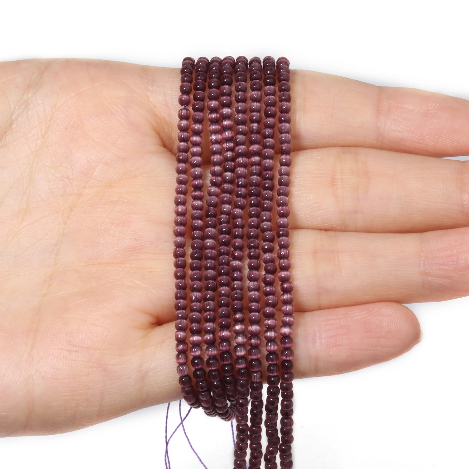 Koraliki kamienne Cat Eye 2 mm do bransoletek i naszyjników DIY Różowy