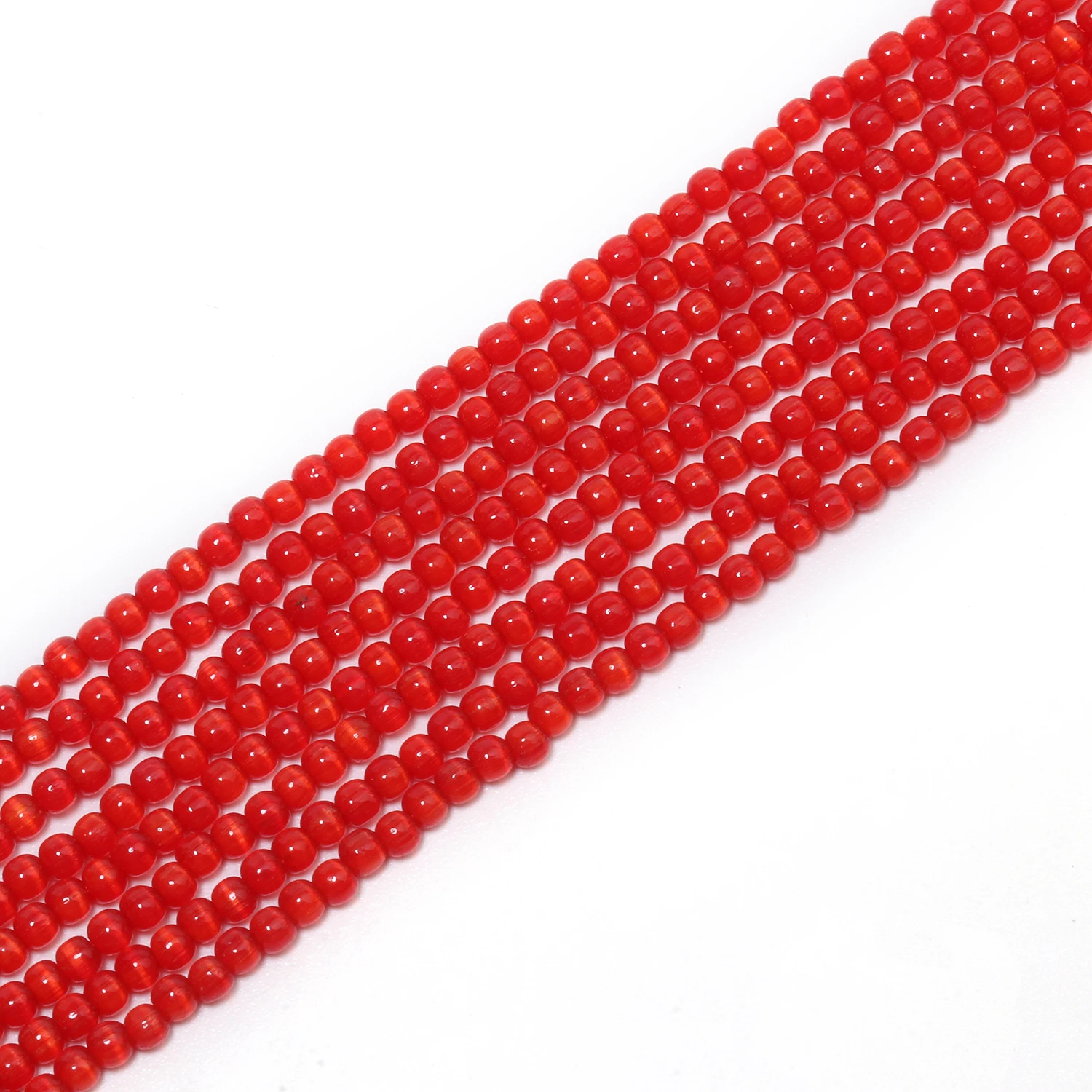 Koraliki kocie oko 2 mm, okrągłe kamienie naturalne do biżuterii Czerwony