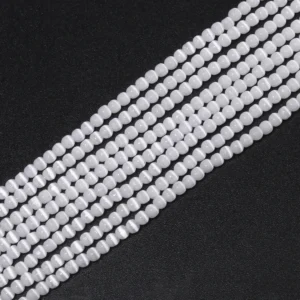 Koraliki kocie oko 2 mm, okrągłe kamienie naturalne do biżuterii Biały