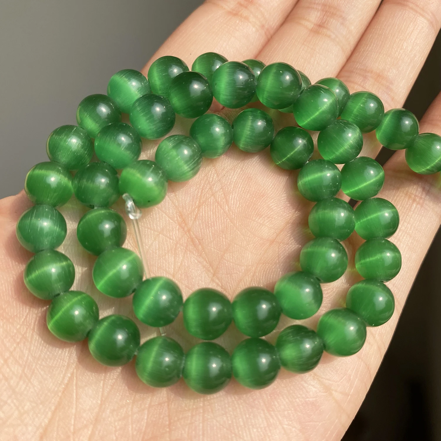 Koraliki kocie oko do biżuterii DIY 4-12 mm różne kolory sznur 15 cali Pomarańczowy