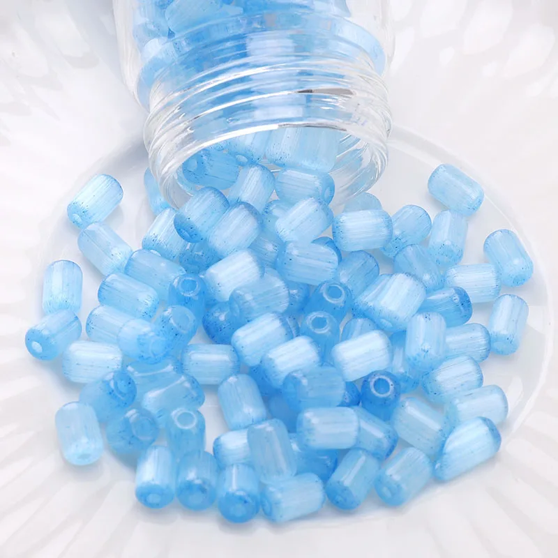 Koraliki dystansowe kocie oko jujube 4x6 mm, 60 sztuk Ciemnoniebieski