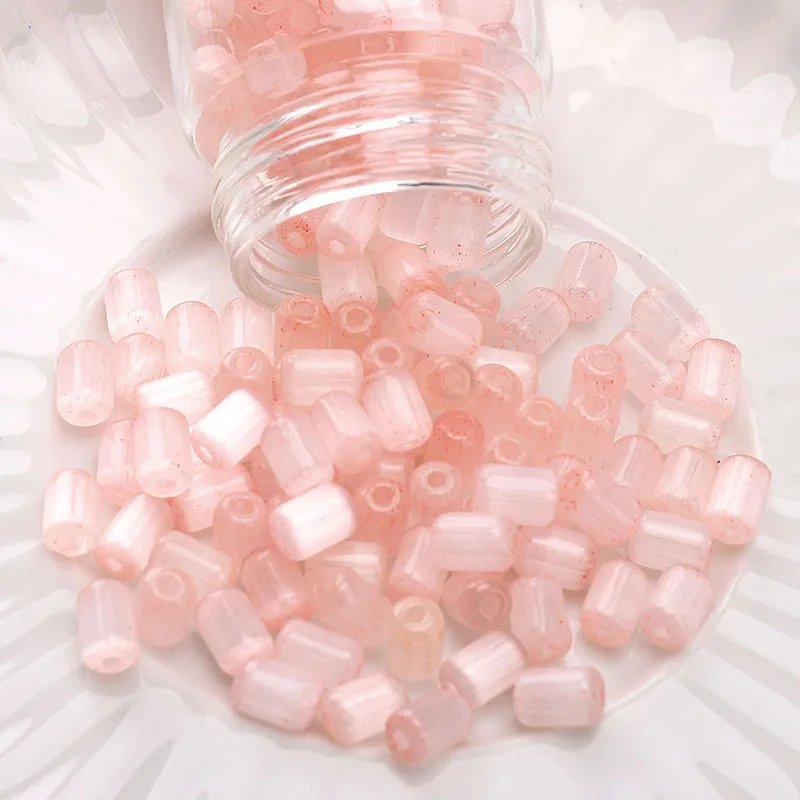 Koraliki dystansowe kocie oko jujube 4x6 mm, 60 sztuk Nude
