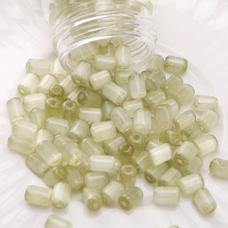 Koraliki dystansowe kocie oko jujube 4x6 mm, 60 sztuk Oliwkowy