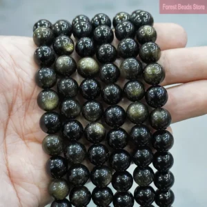 Koraliki obsydian naturalny kamień do biżuterii DIY 