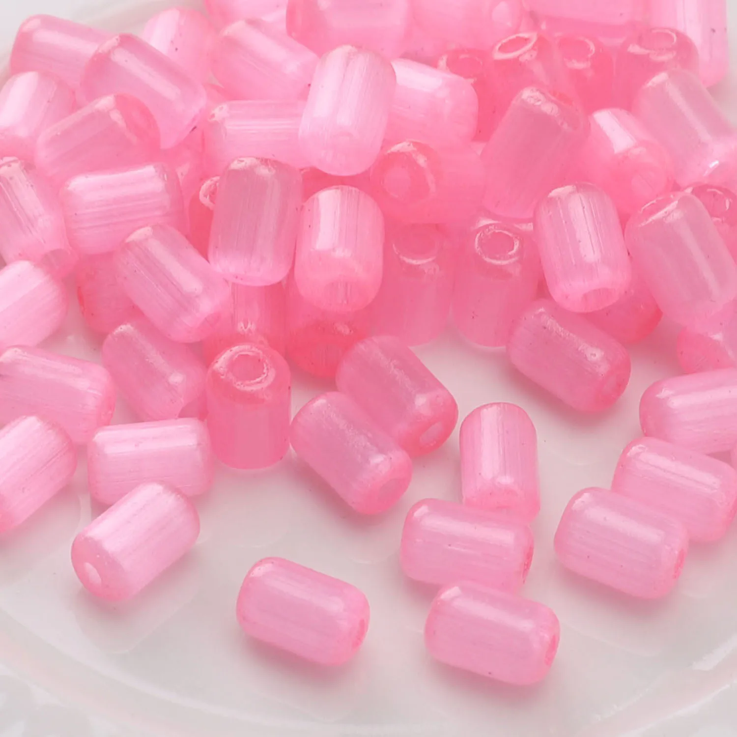 Koraliki szklane kocie oko 4x6 mm do biżuterii DIY 10 g Czerwony