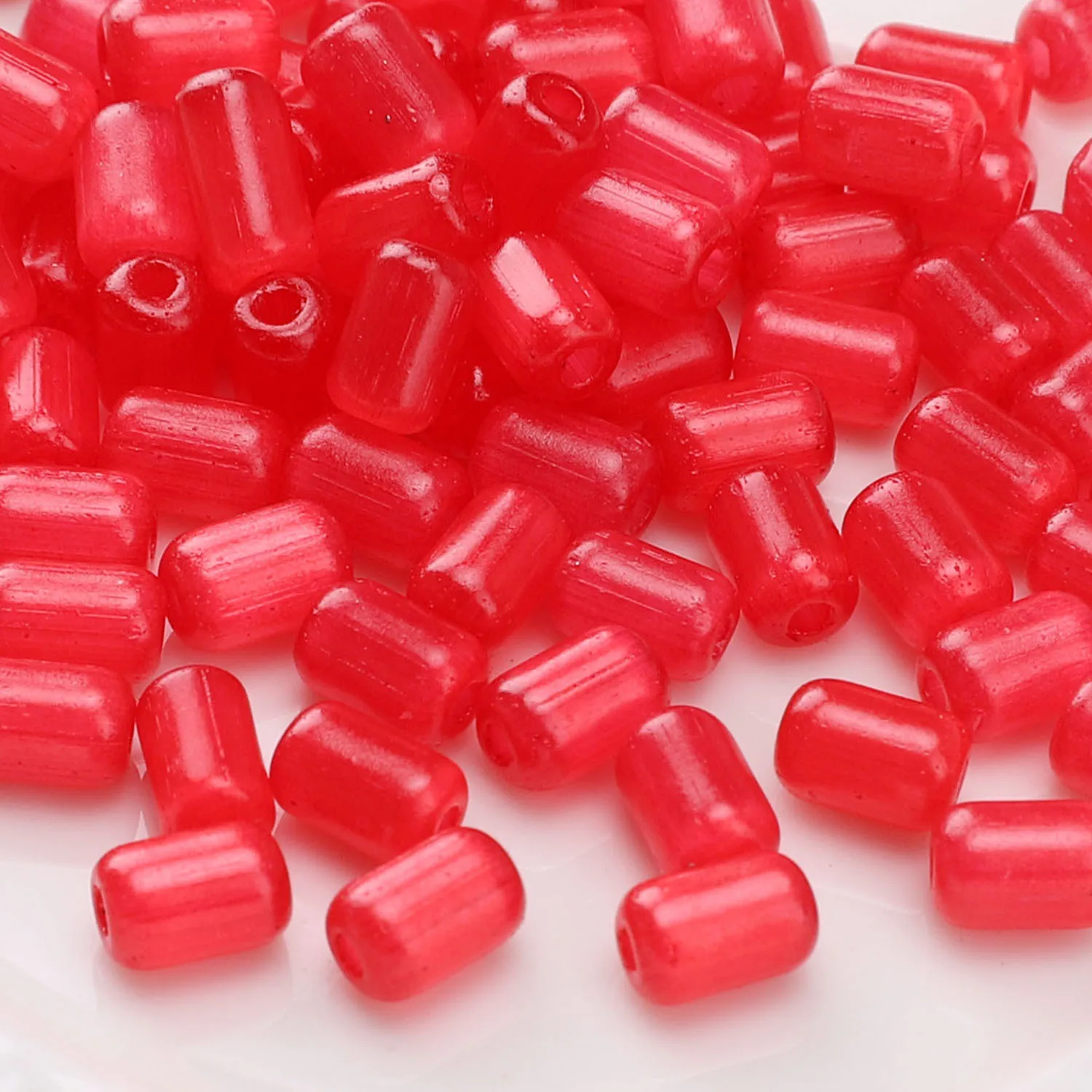 Koraliki szklane kocie oko 4x6 mm do biżuterii DIY 10 g Różowy