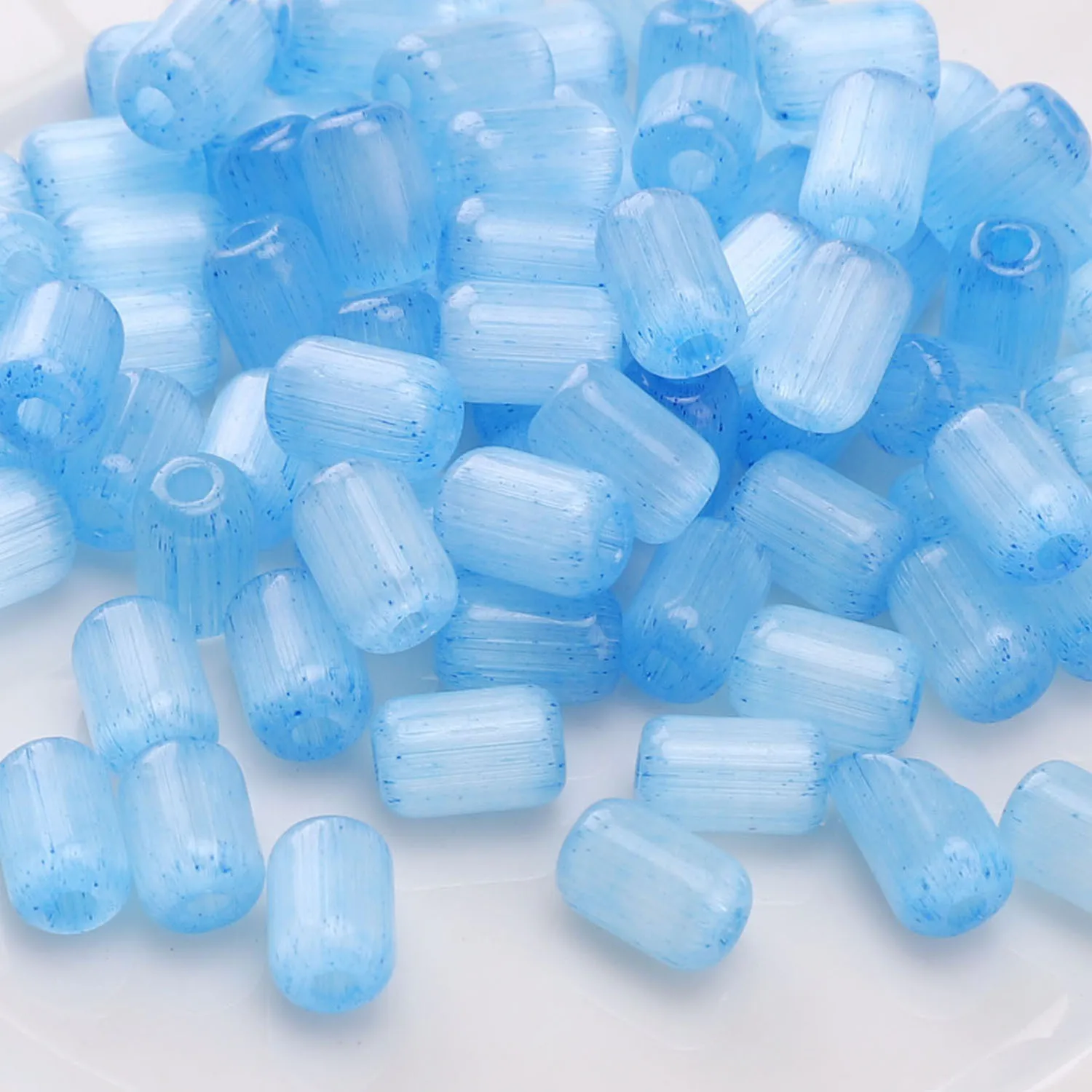 Koraliki szklane kocie oko 4x6 mm do biżuterii DIY 10 g żółty