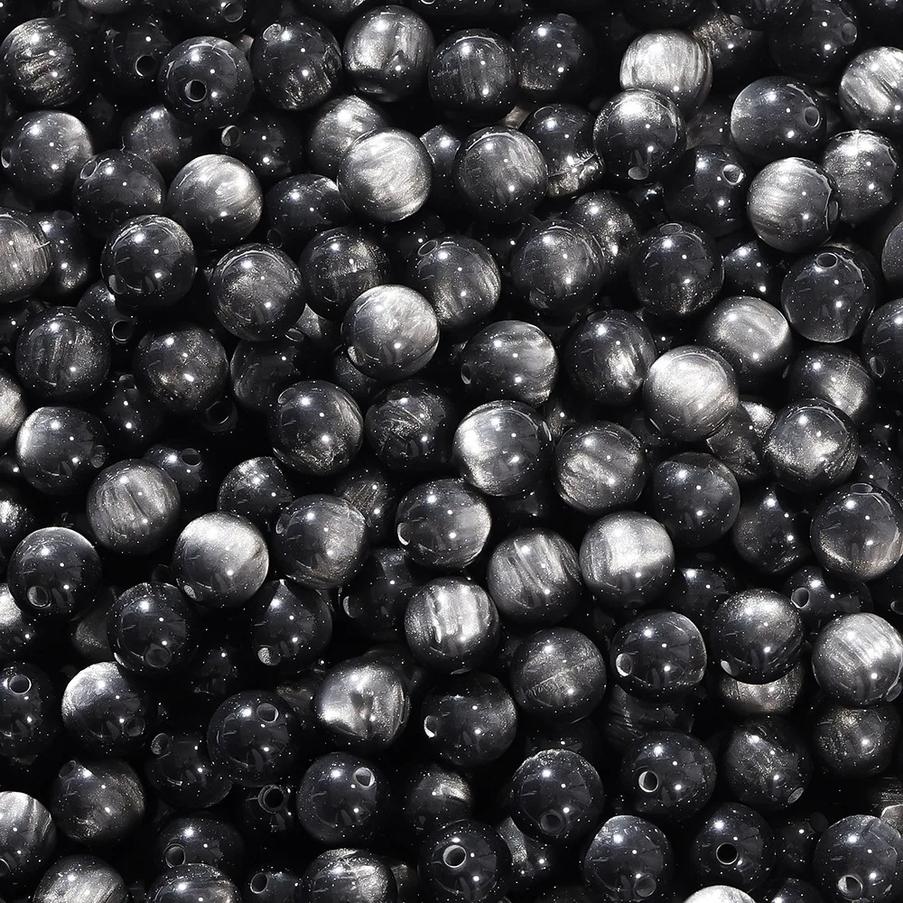 Koraliki żywiczne kocie oko 30 sztuk do biżuterii – 8, 10, 12 mm Biały