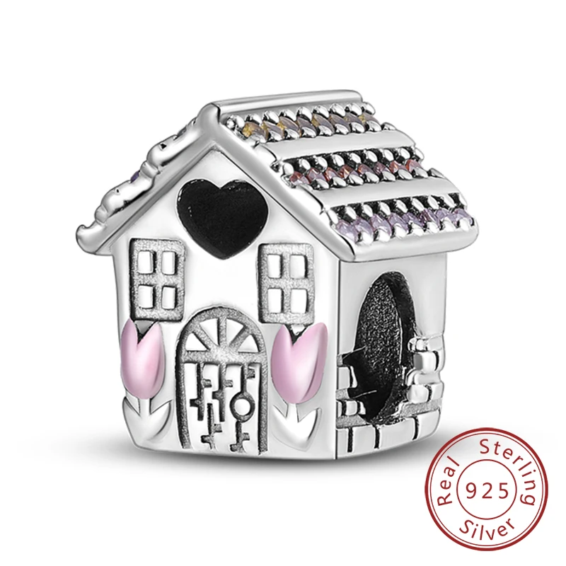 Koralikowa bransoletka DIY — charms serce i rodzina ze srebra 925 Błękitny