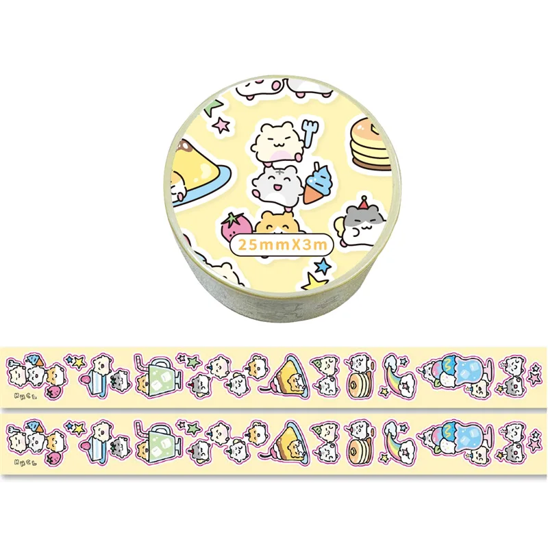Koreańska taśma dekoracyjna z uroczymi zwierzątkami do scrapbookingu Bordowy
