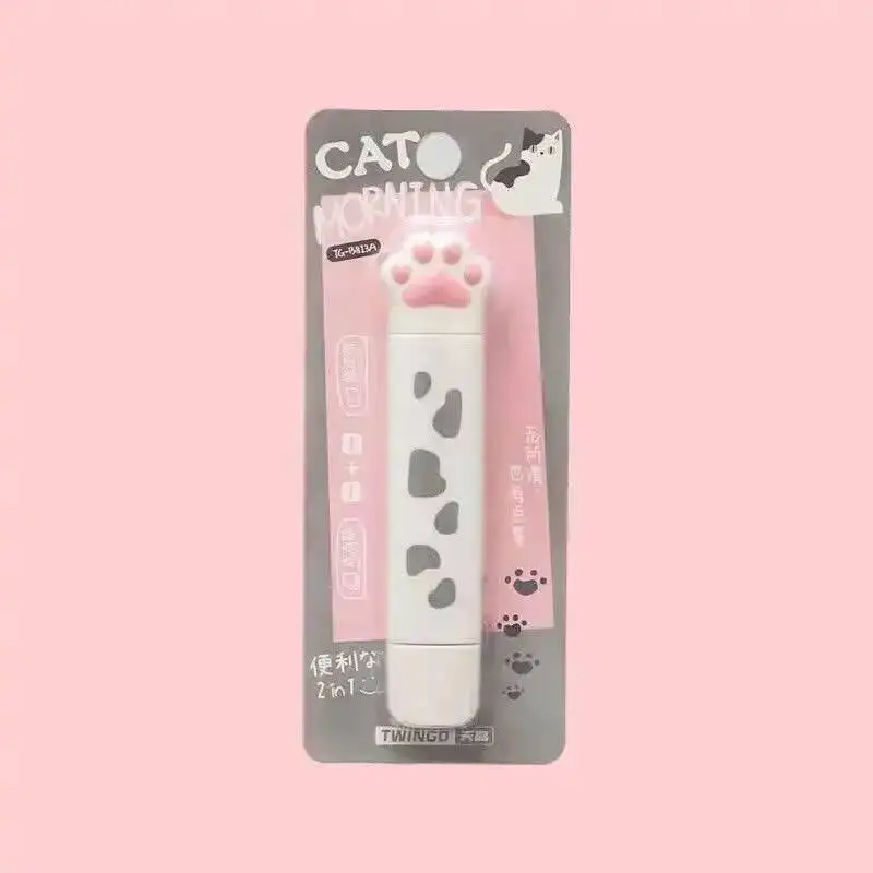 Korektor w taśmie z łapką kota – kawaii do szkoły i biura Biały