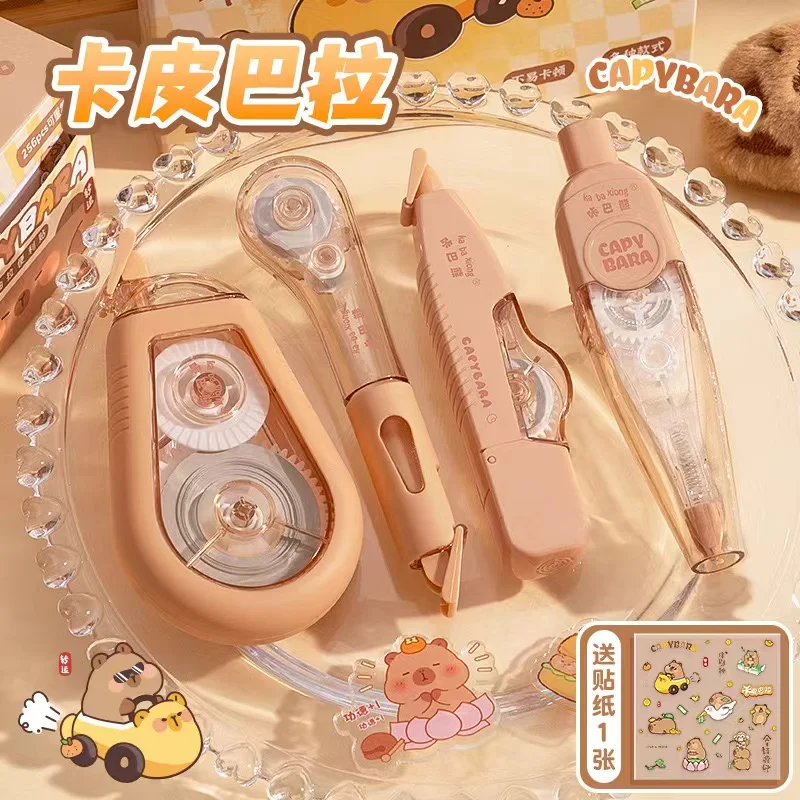 Korektor taśmowy kawaii z kapibarą — śliczne artykuły szkolne śliwka