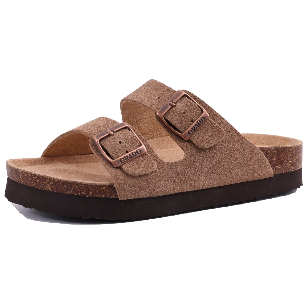 Korkowe klapki mules z zamszowej skóry na lato Thick cow suede at3