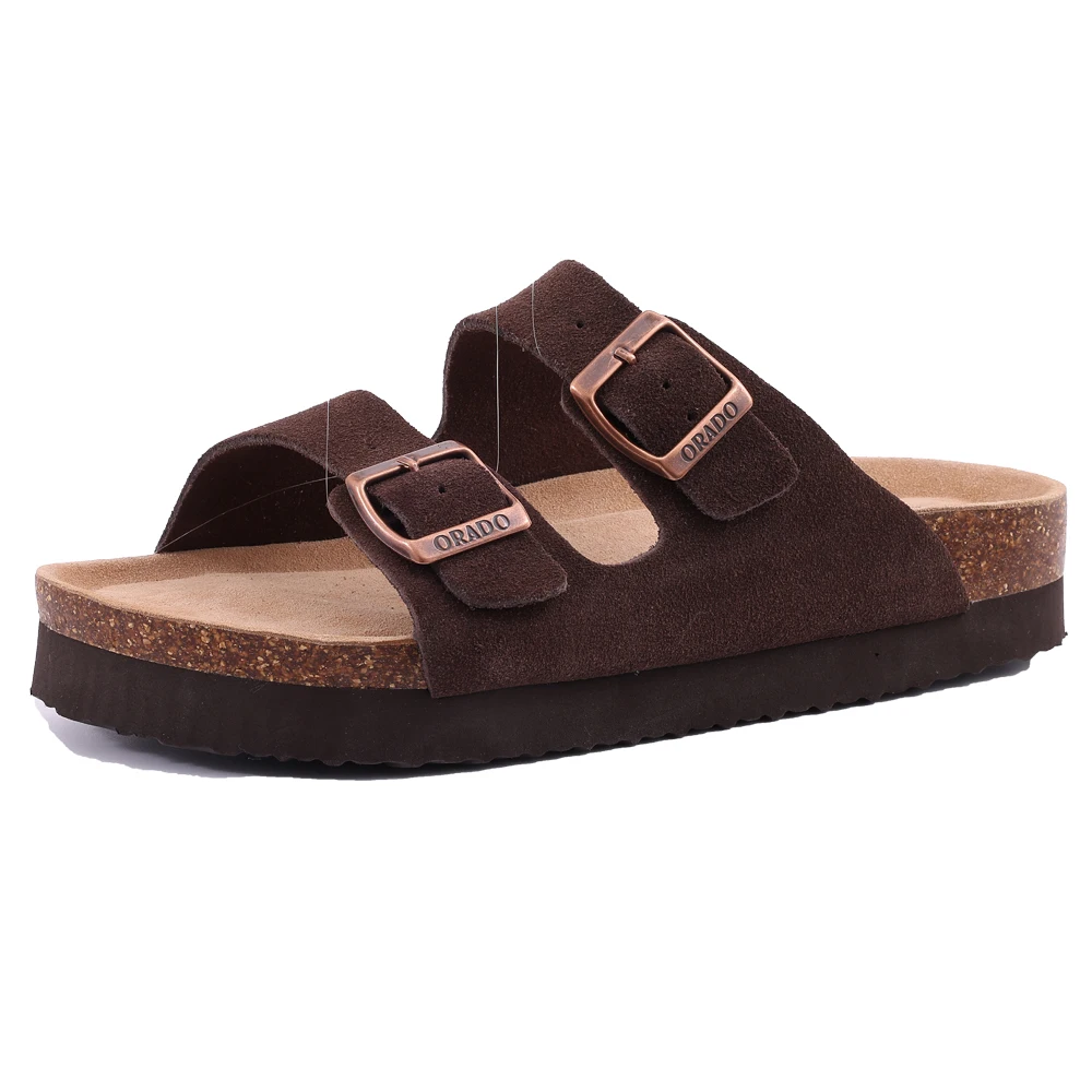 Korkowe klapki mules z zamszowej skóry na lato Thick cow suede bn3