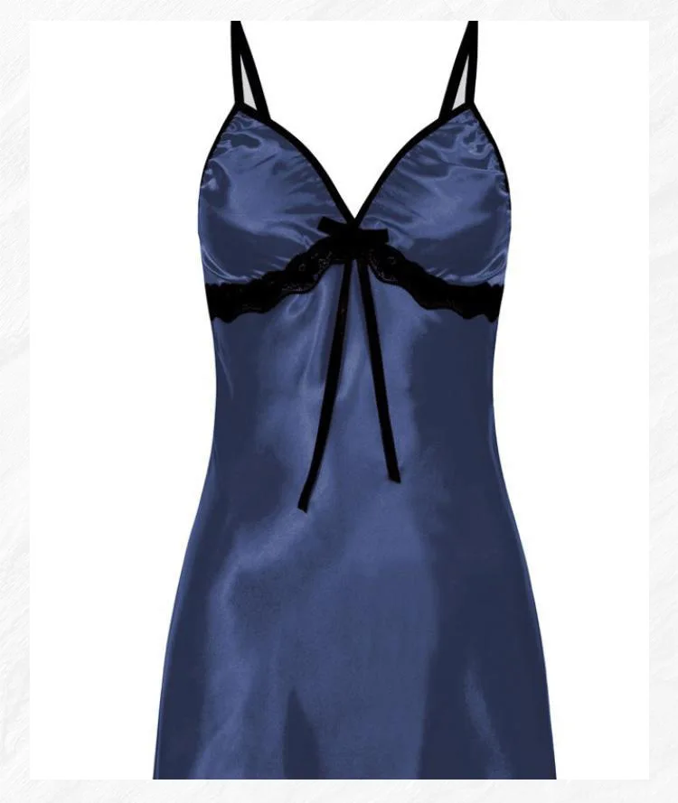 Koronkowa koszula nocna na ramiączkach plus size Niebieski