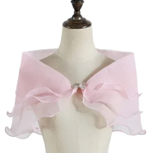 Koronkowa peleryna na ramiona z tiulu - bolerko wieczorowe Różowy