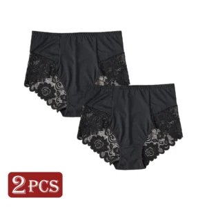 Koronkowe figi damskie z wysokim stanem 2 szt. 2pcs7058b
