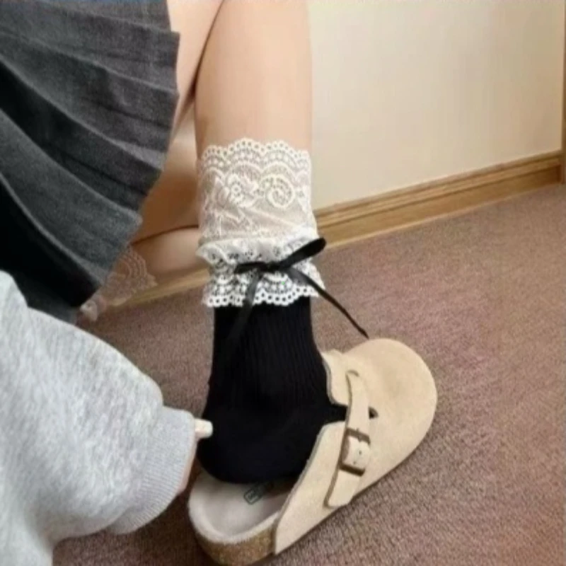 Koronkowe pończochy do uda nad kolano w stylu Lolita Złoto