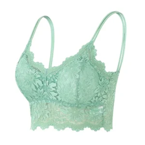 Koronkowy biustonosz bralette bezszwowy – top bez fiszbin plus size Turkusowy