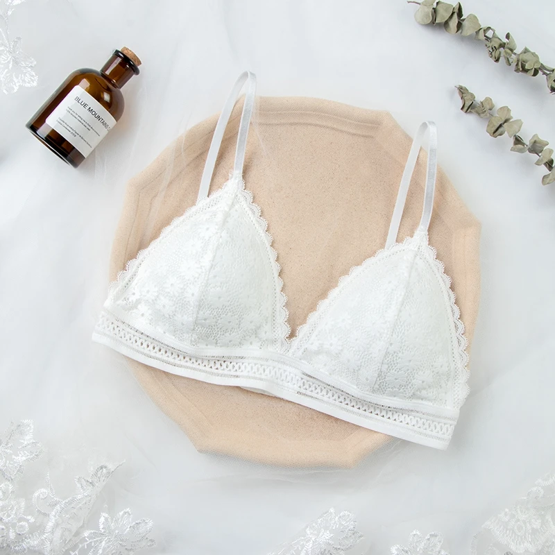 Koronkowy biustonosz bralette w stylu francuskim Beżowy